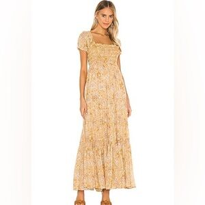 Free People Getaway yellow floral midi dress